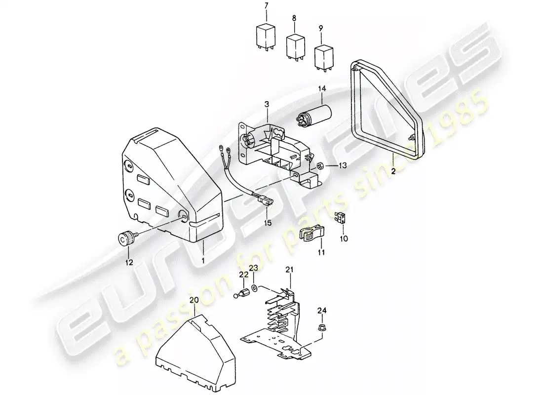porsche 1996 (993) fuse box/relay plate - engine compartment parts diagram