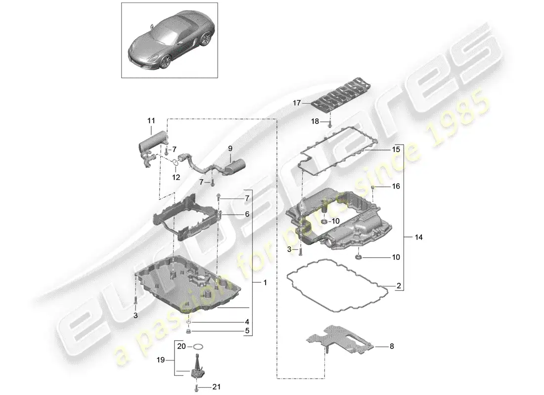 porsche 2013 (981 boxster) oil pan parts diagram