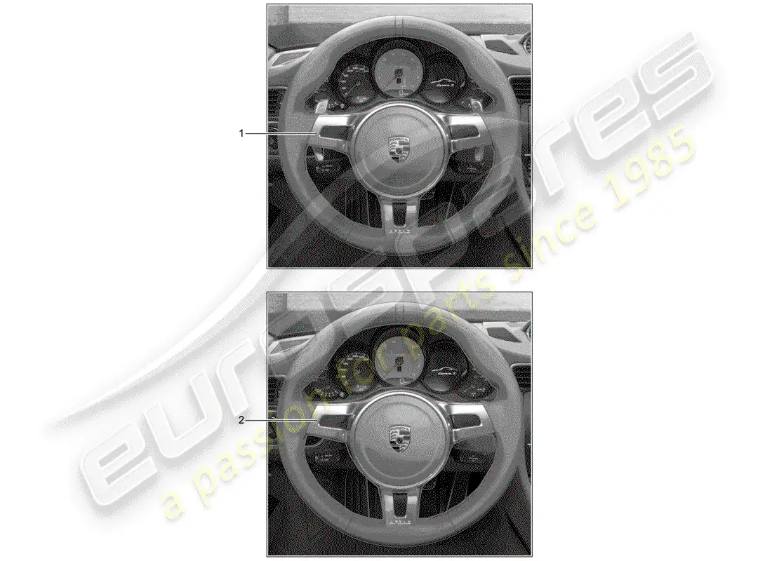 porsche 2014 (tequipment 98x/99x) steering wheel parts diagram