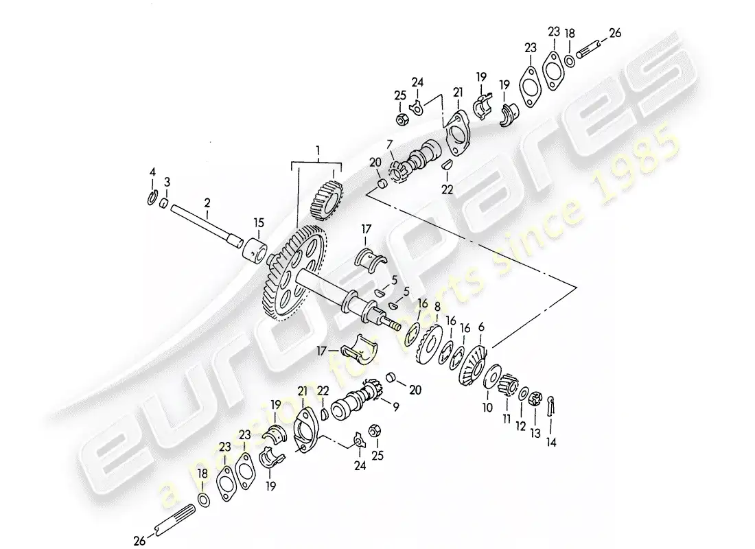 porsche 1957 (356/356a) driving mechanism - for - valve control - m 90 501 >> 91 000 parts diagram