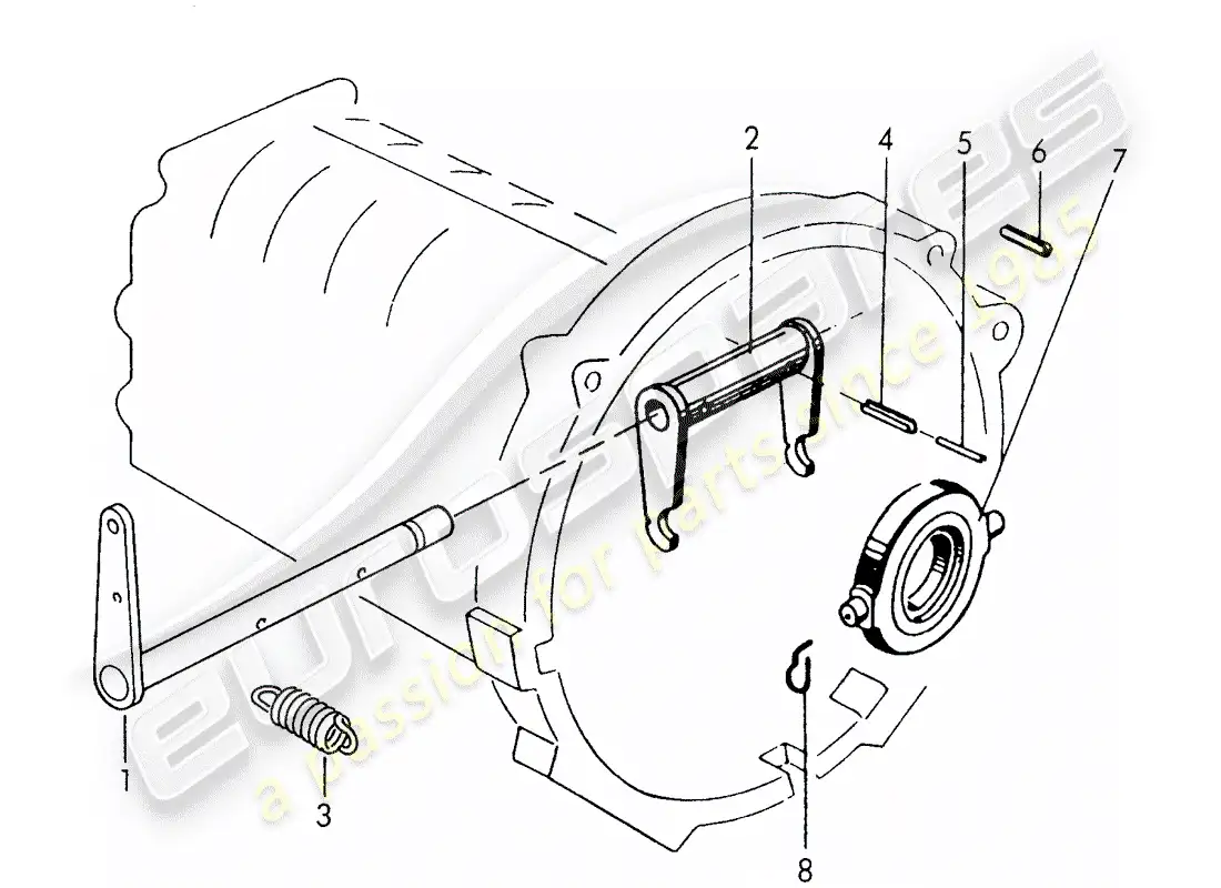 porsche 1954 (356/356a) clutch release - g 25 001 >> parts diagram