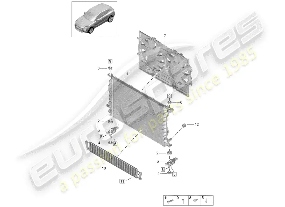porsche 2019 (macan) radiator parts diagram