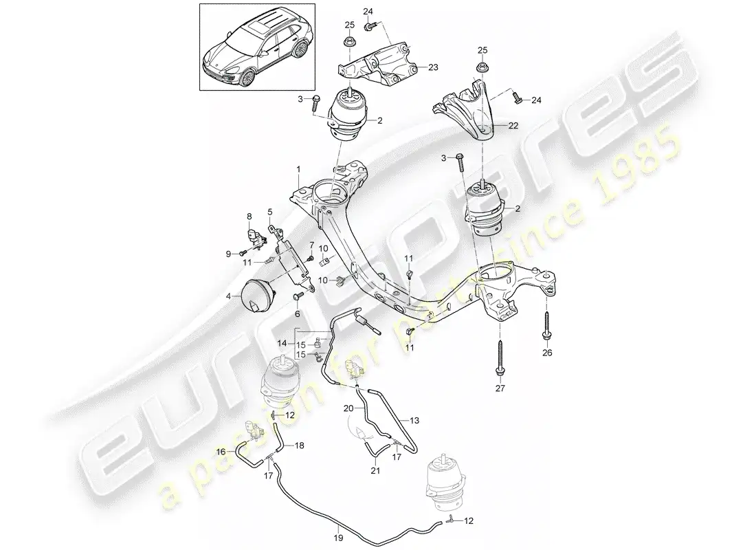 porsche 2013 (cayenne e2 92a) engine lifting tackle parts diagram