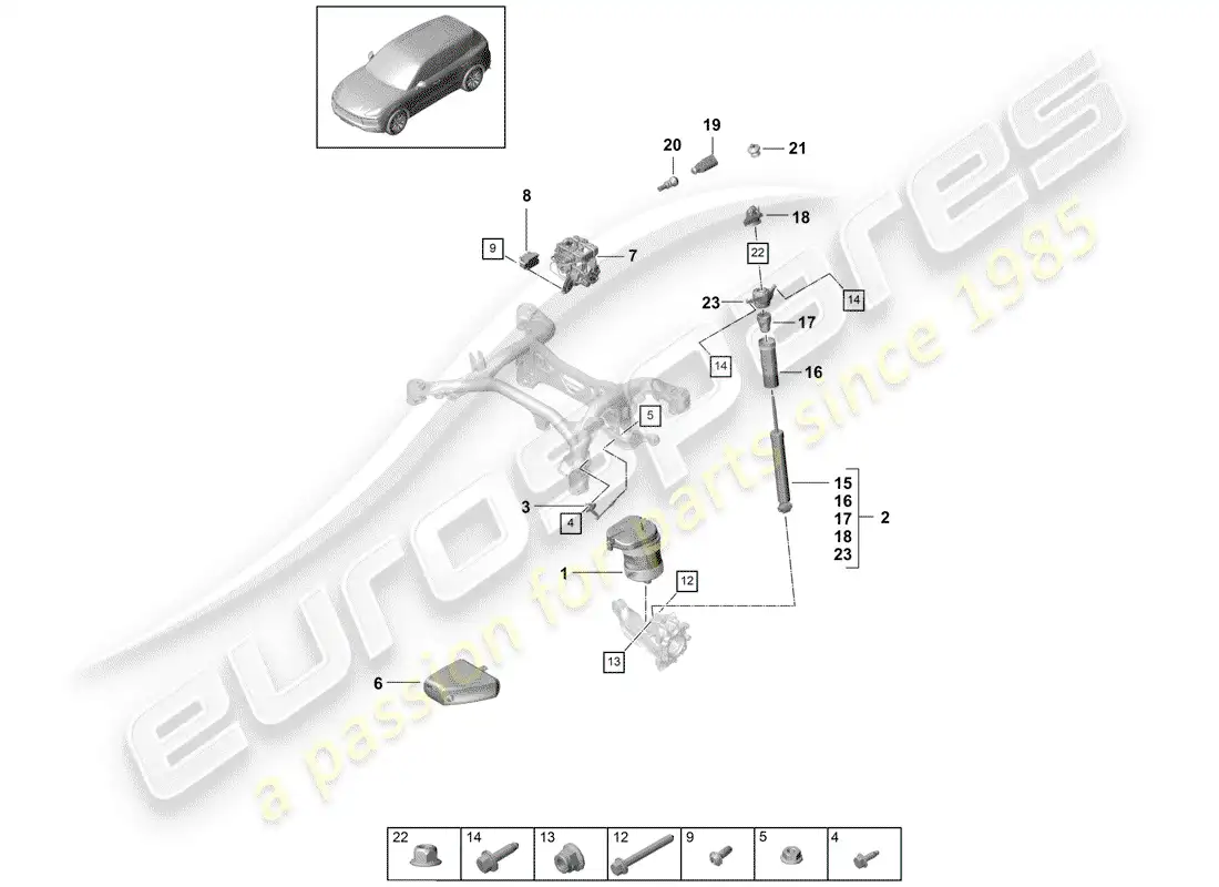 porsche 2019 (cayenne e3 9ya/9yb) air spring parts diagram