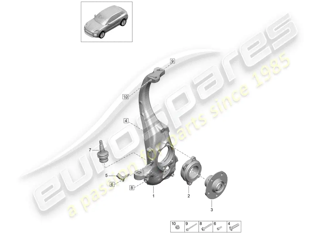 porsche 2019 (macan) pivot bearing parts diagram