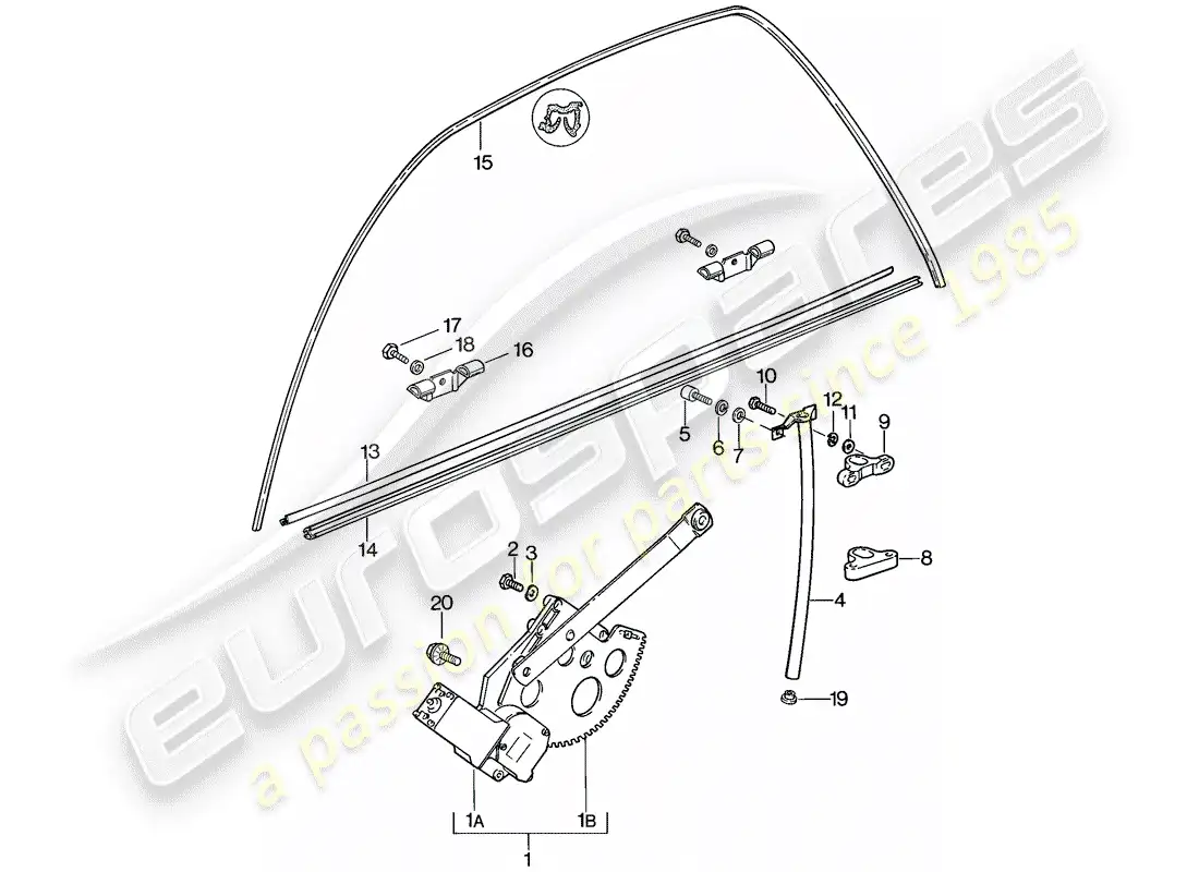 porsche 1980 (928) window regulator parts diagram