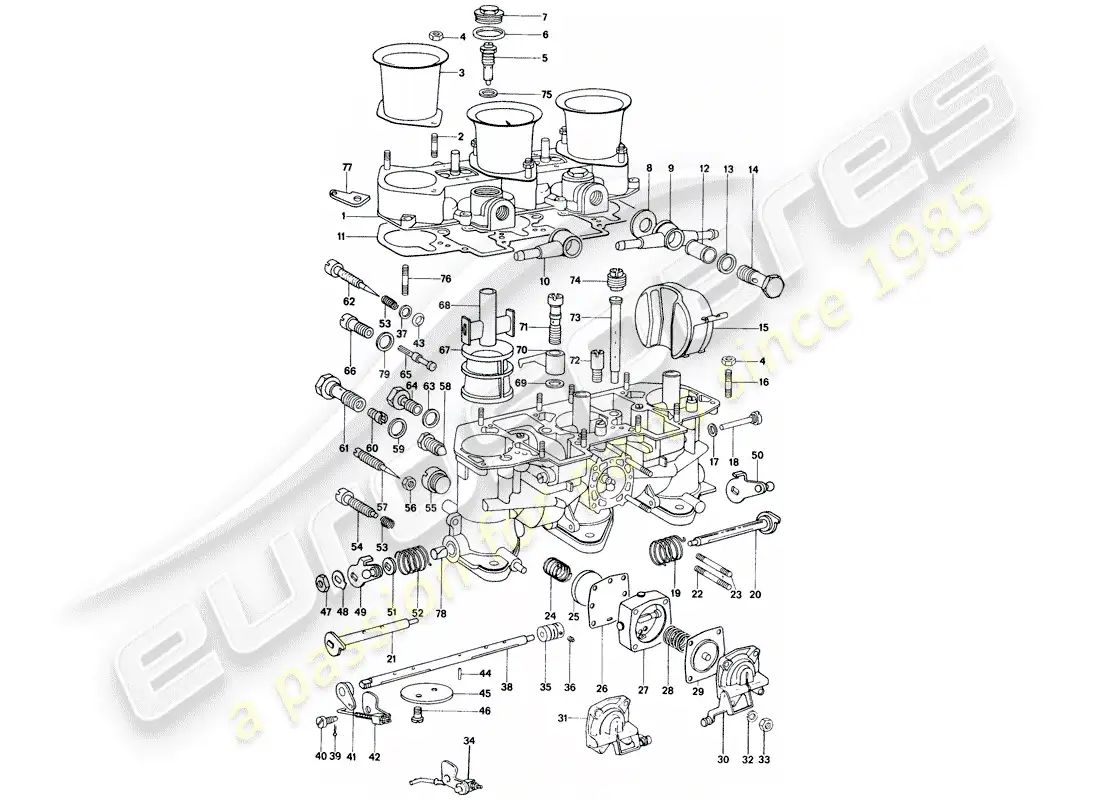 porsche 1974 (914) carburetor - repair material part diagram