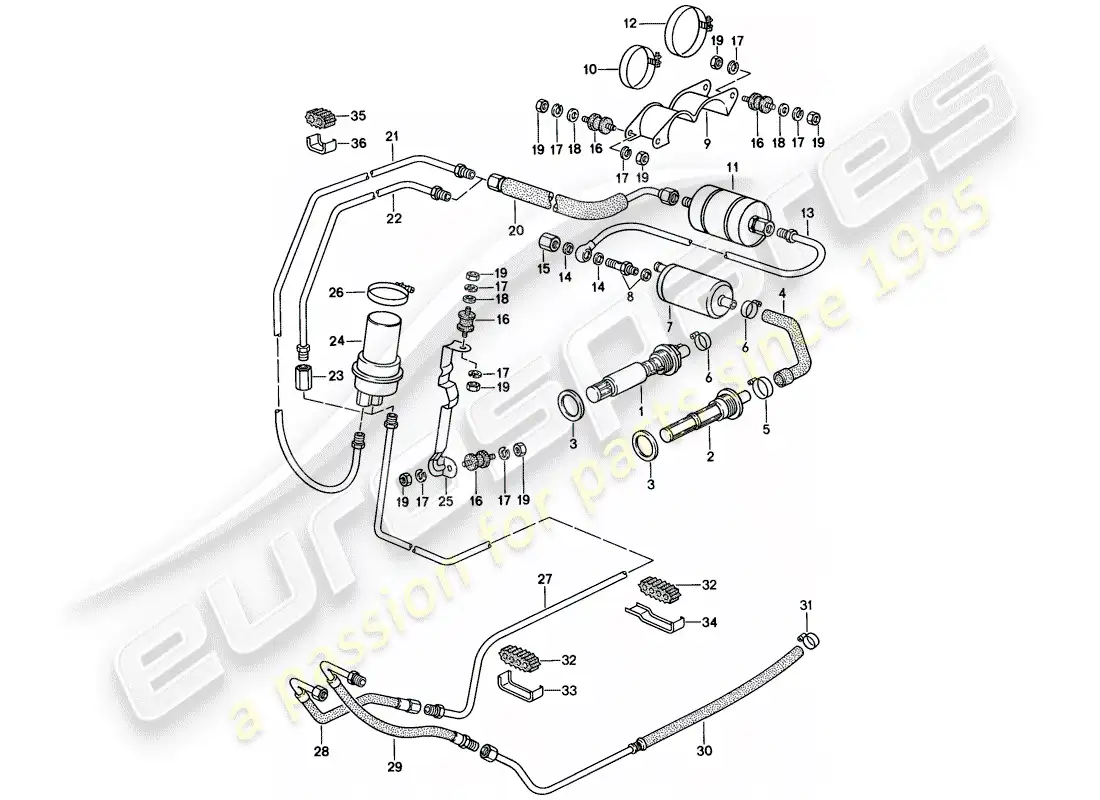 porsche 1985 (928) fuel system parts diagram