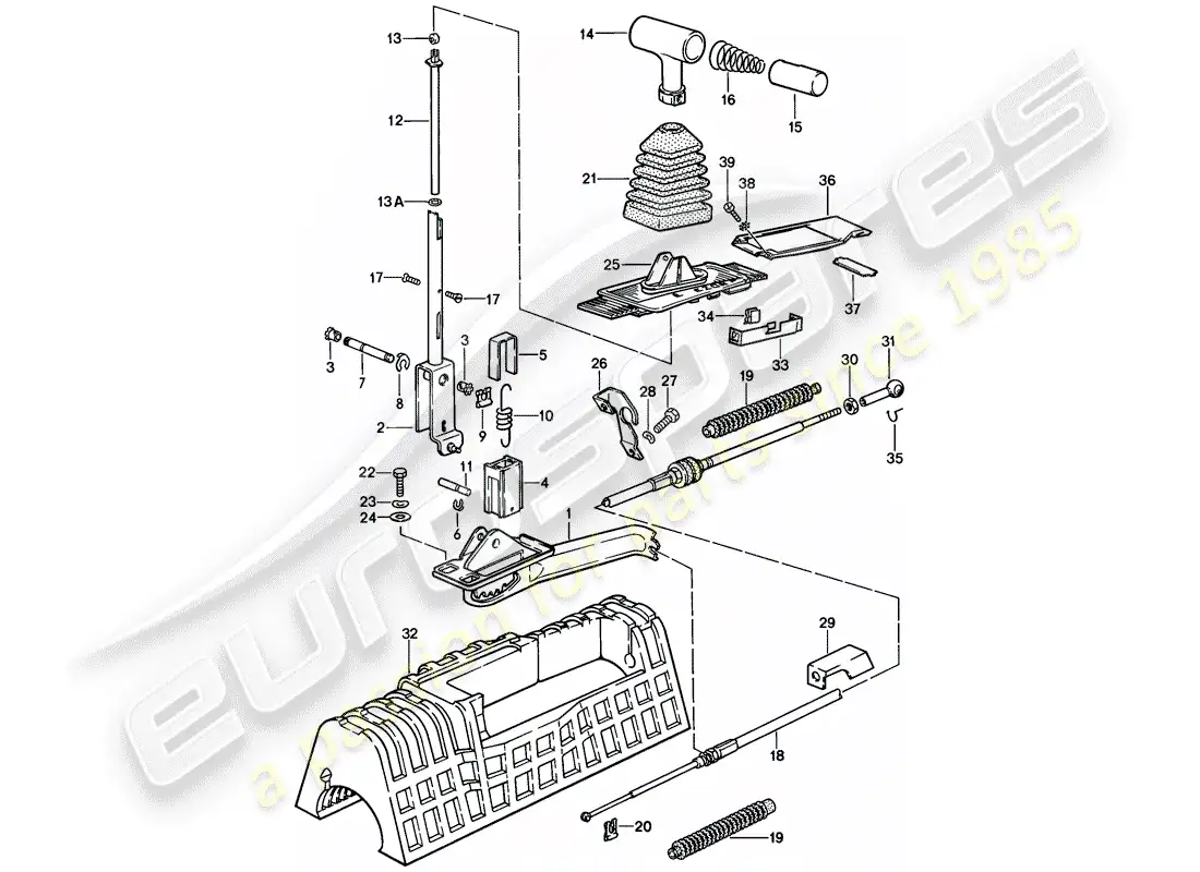 porsche 1980 (928) shift mechanism - automatic transmission parts diagram