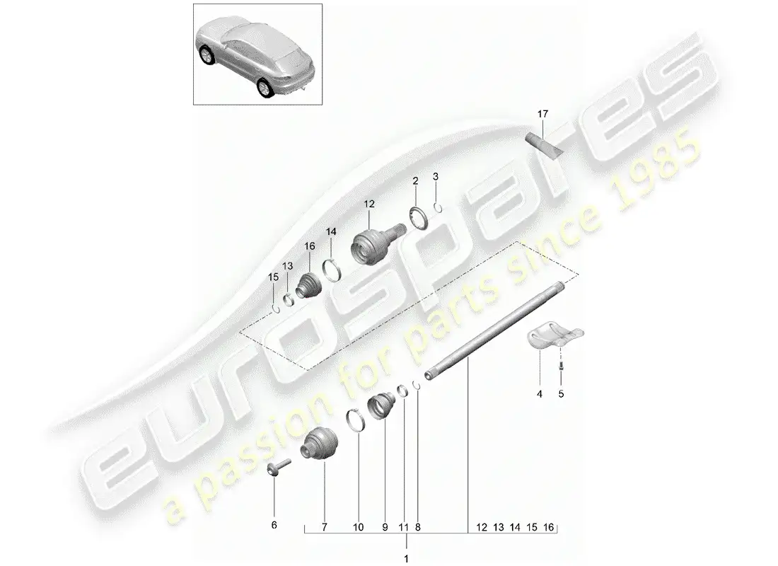 porsche 2016 (macan) drive shaft parts diagram