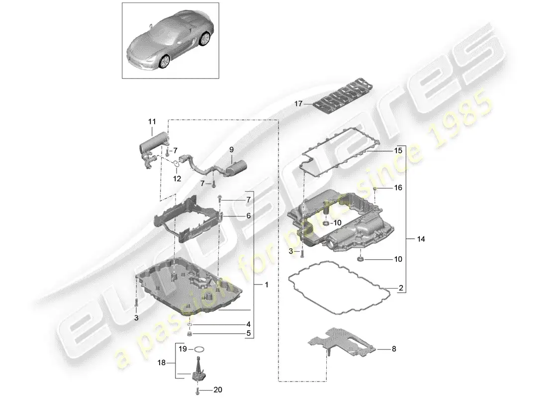 porsche 2016 (981 boxster spyder) oil pan parts diagram