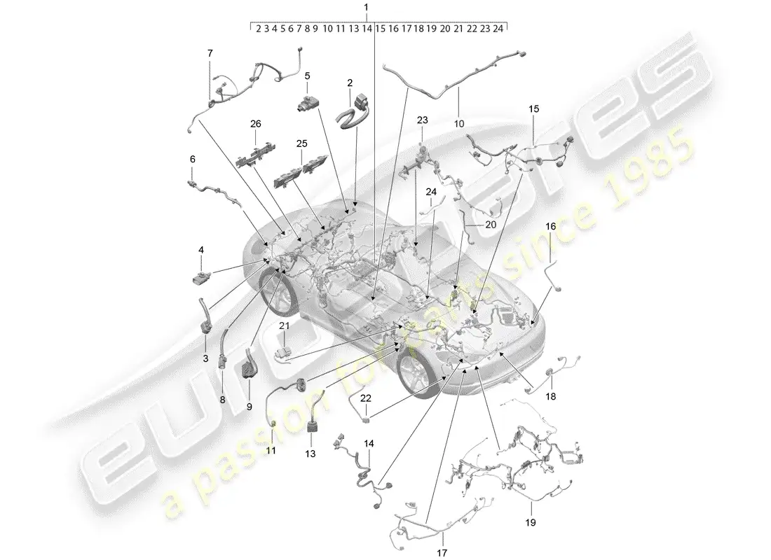 porsche 2019 (718 cayman) wiring harnesses parts diagram