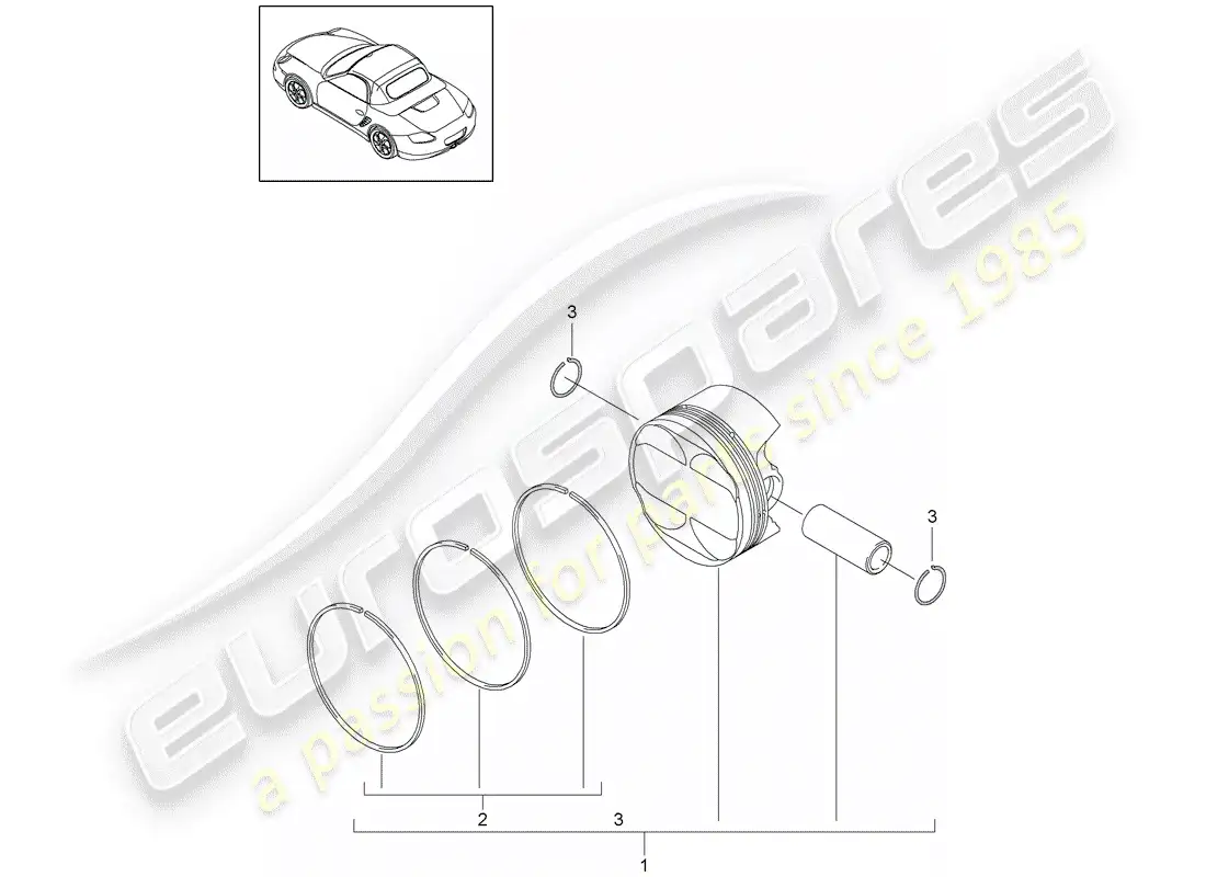 porsche 2012 (987 boxster) piston parts diagram