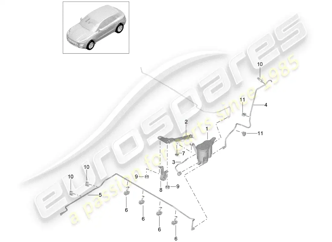 porsche 2017 (macan) evaporative emission canister parts diagram