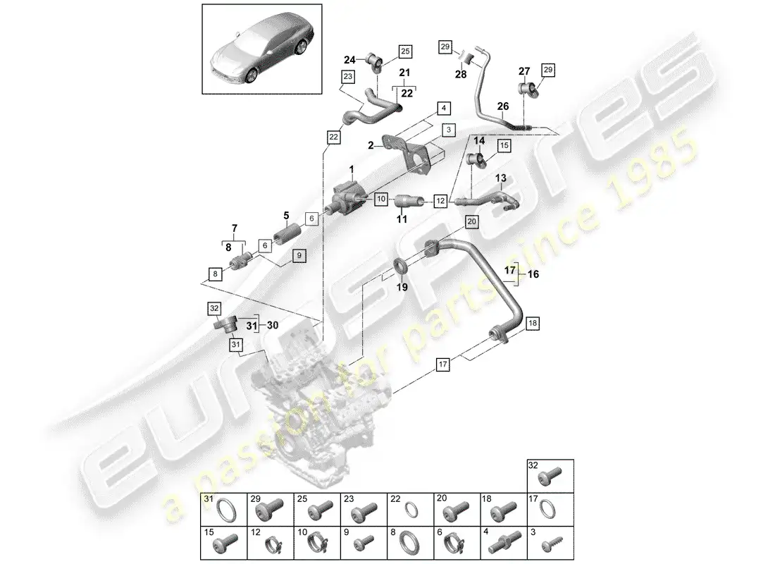 porsche 2017 (panamera 971-1) water cooling part diagram