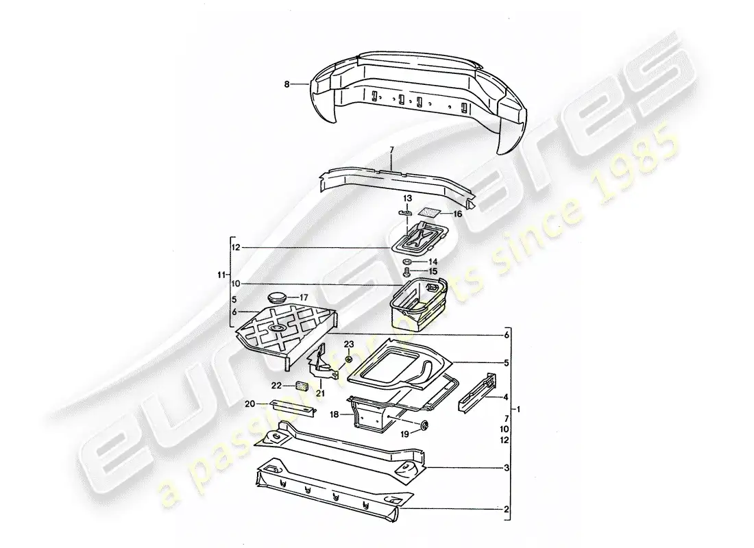 porsche 1993 (928) frame - rear end parts diagram