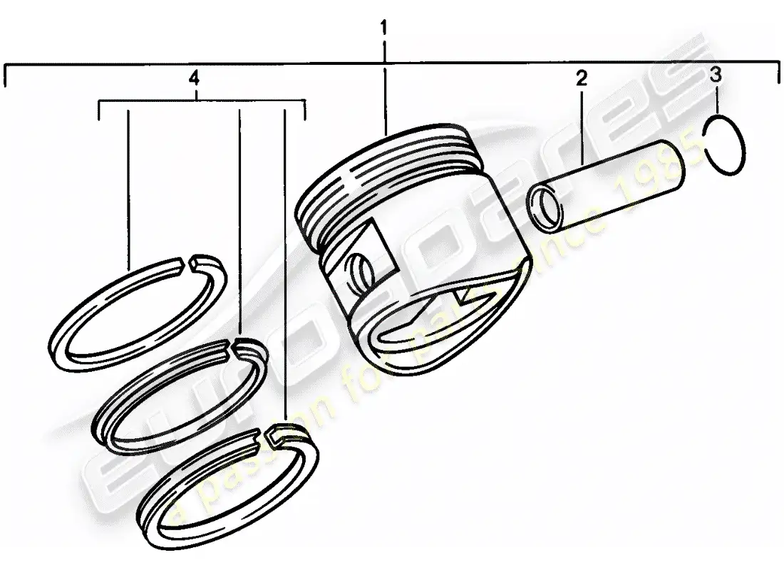 porsche 1982 (944) piston - piston rings parts diagram