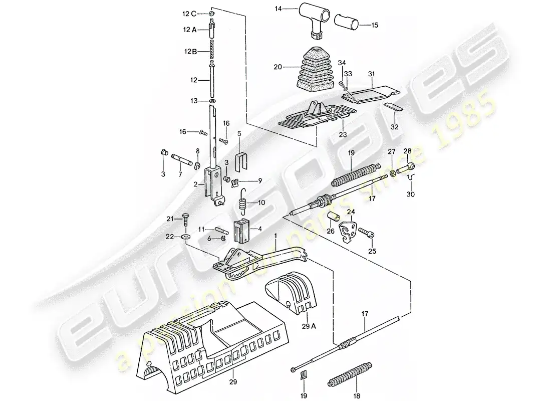 porsche 1990 (928) shift mechanism - for vehicles with - automatic transmission parts diagram