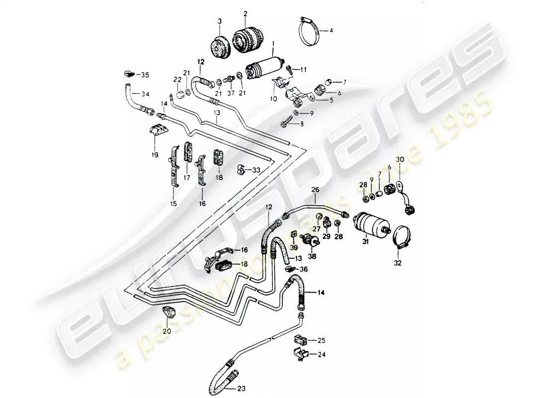 porsche 1994 (964) fuel system parts diagram