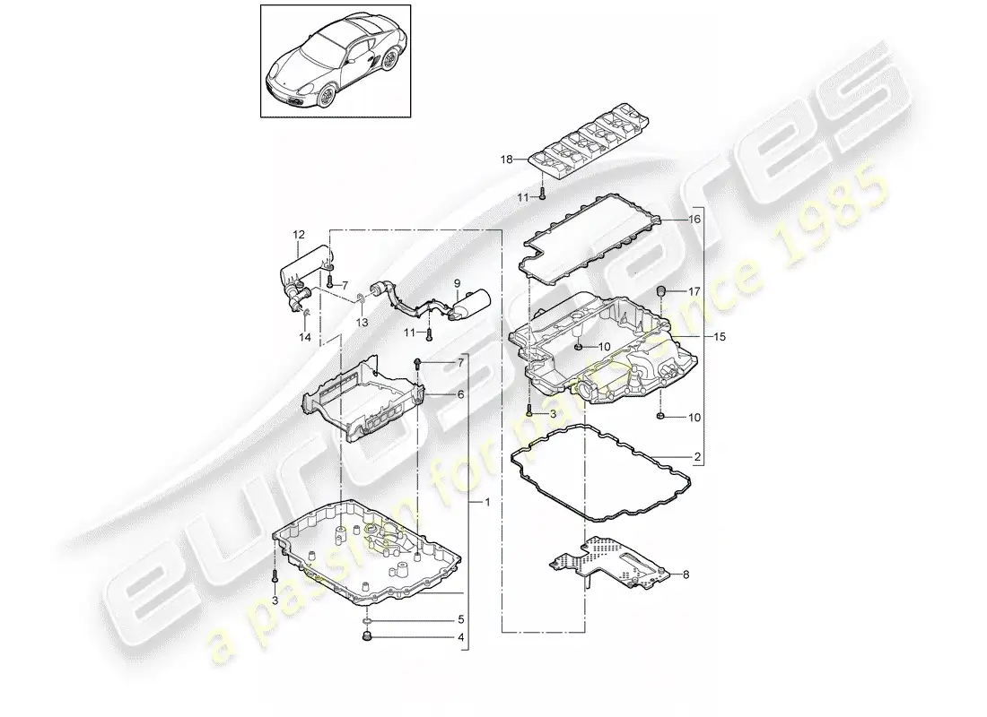 porsche 2009 (987 cayman) oil pan parts diagram