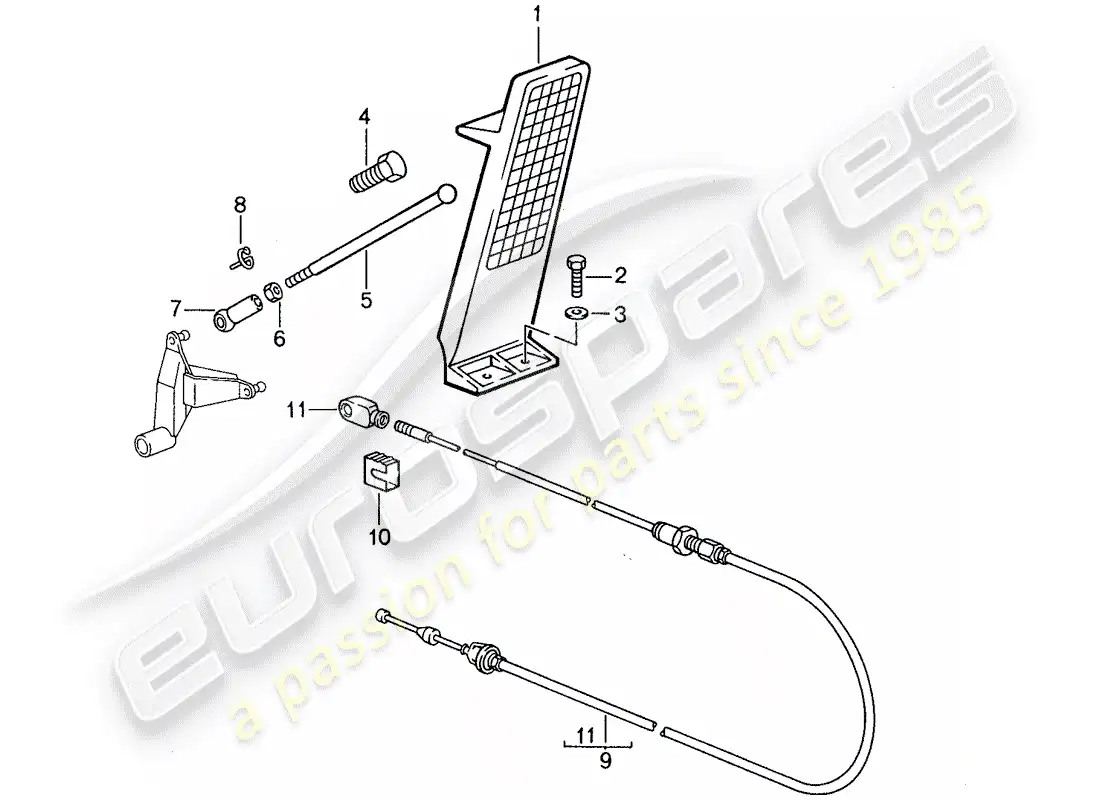 porsche 1987 (959) pedals - throttle control parts diagram