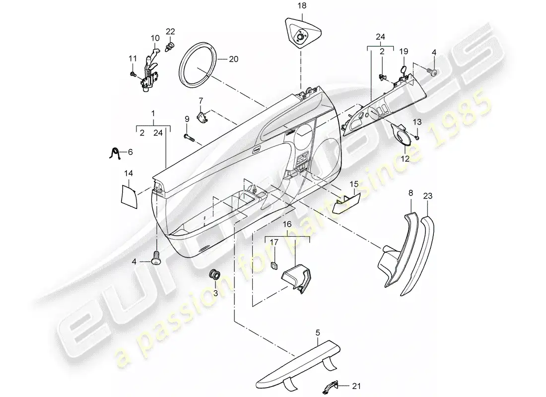 porsche 2011 (997-2 gt3) door panel parts diagram