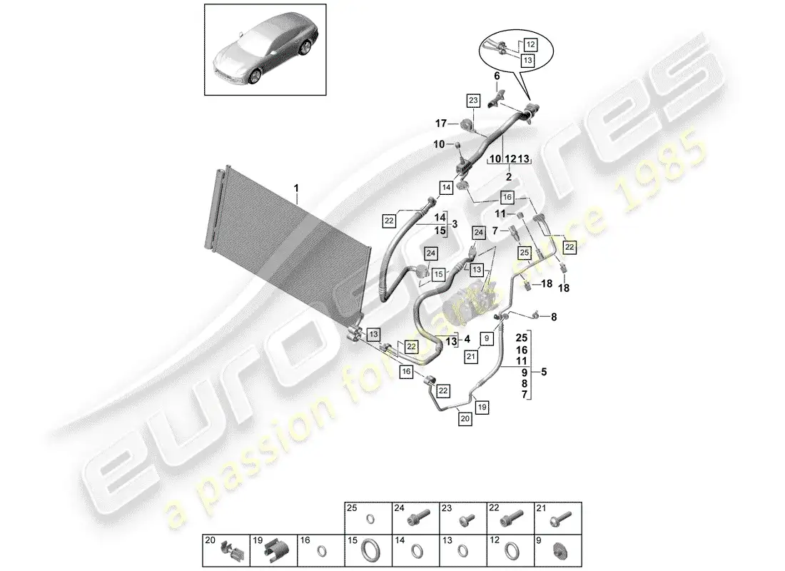porsche 2017 (panamera 971-1) refrigerant circuit part diagram