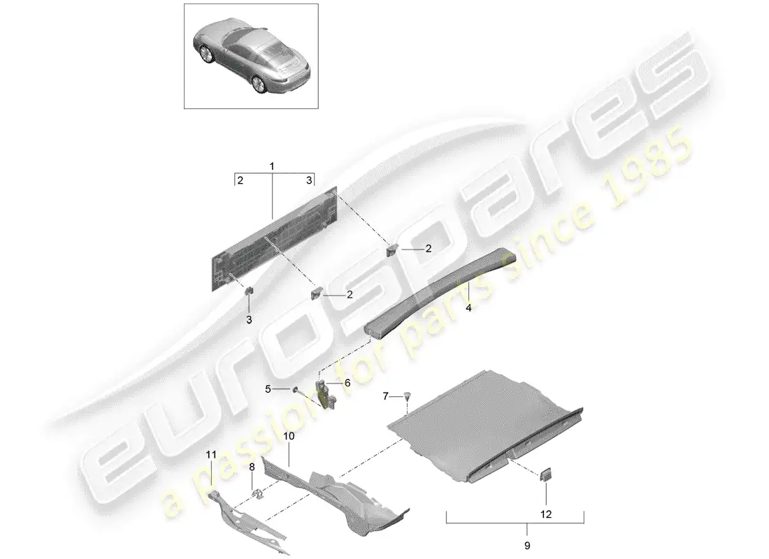 porsche 2019 (991-2) lining parts diagram