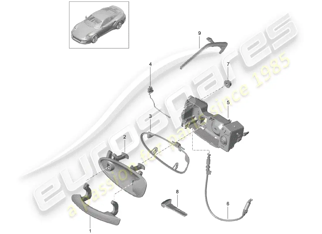 porsche 2017 (991-2 turbo) door handle, outer part diagram