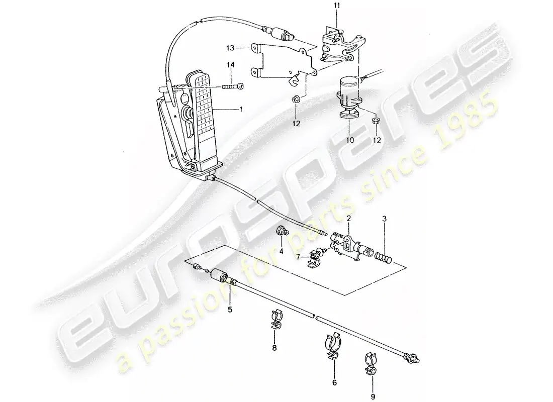 porsche 1998 (996) brake and acc. pedal assembly - throttle control parts diagram