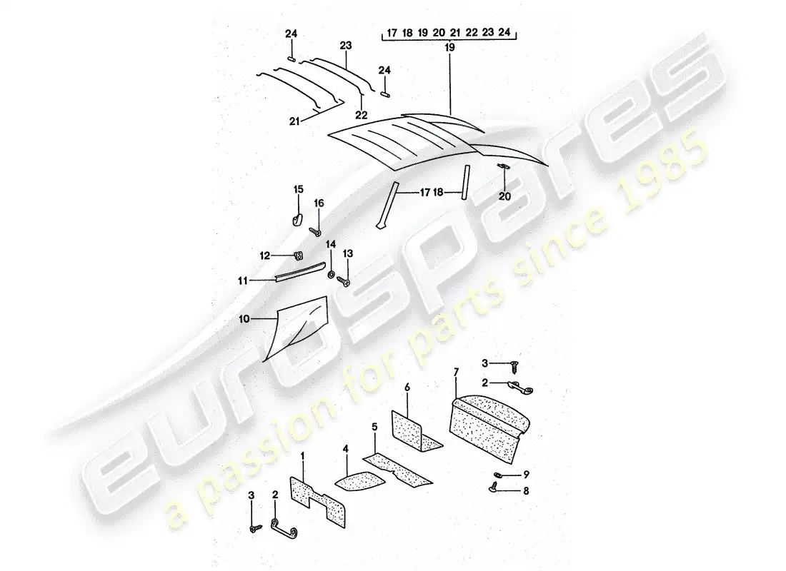 porsche 1975 (911 turbo) lining parts diagram