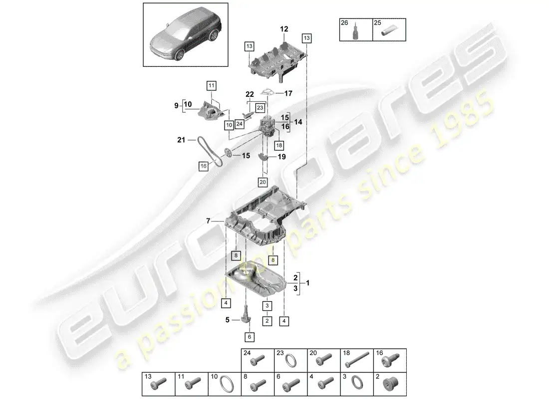 porsche 2020 (cayenne e3 9ya/9yb) oil-conducting housing part diagram
