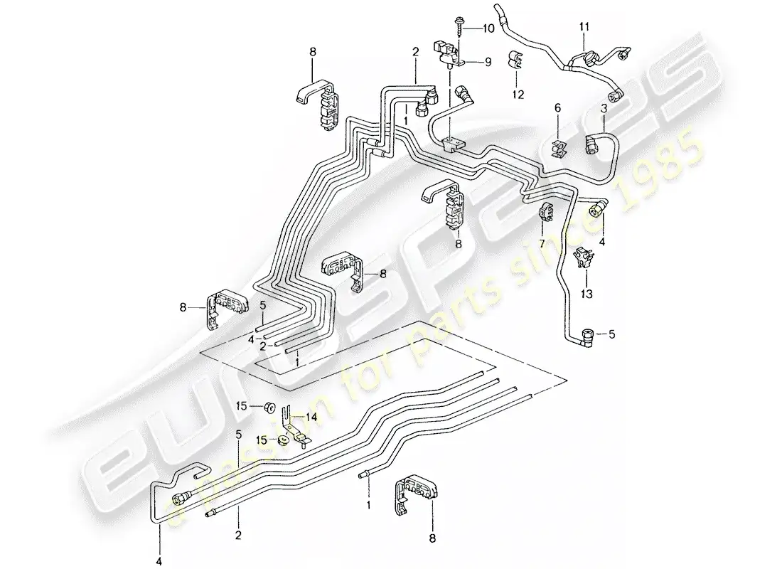 porsche 1999 (996) fuel line - fuel supply system parts diagram