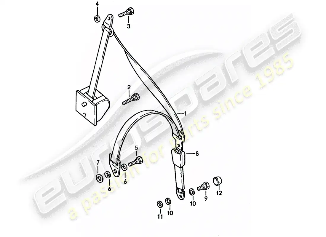 porsche 1994 (928) seat belt parts diagram