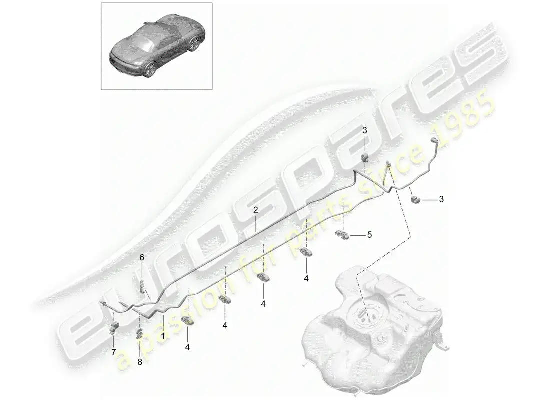 porsche 2014 (981 boxster) fuel system parts diagram