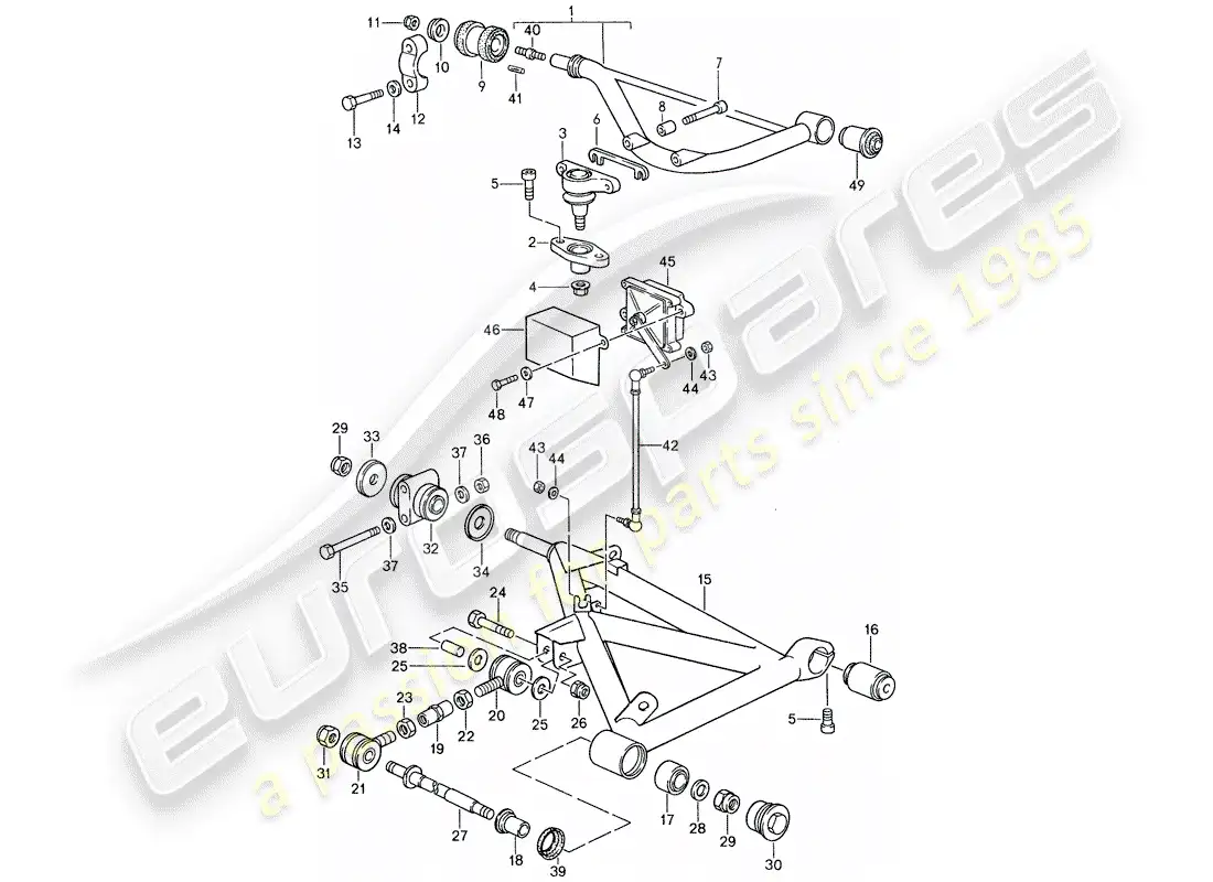 porsche 1987 (959) rear axle steering parts diagram