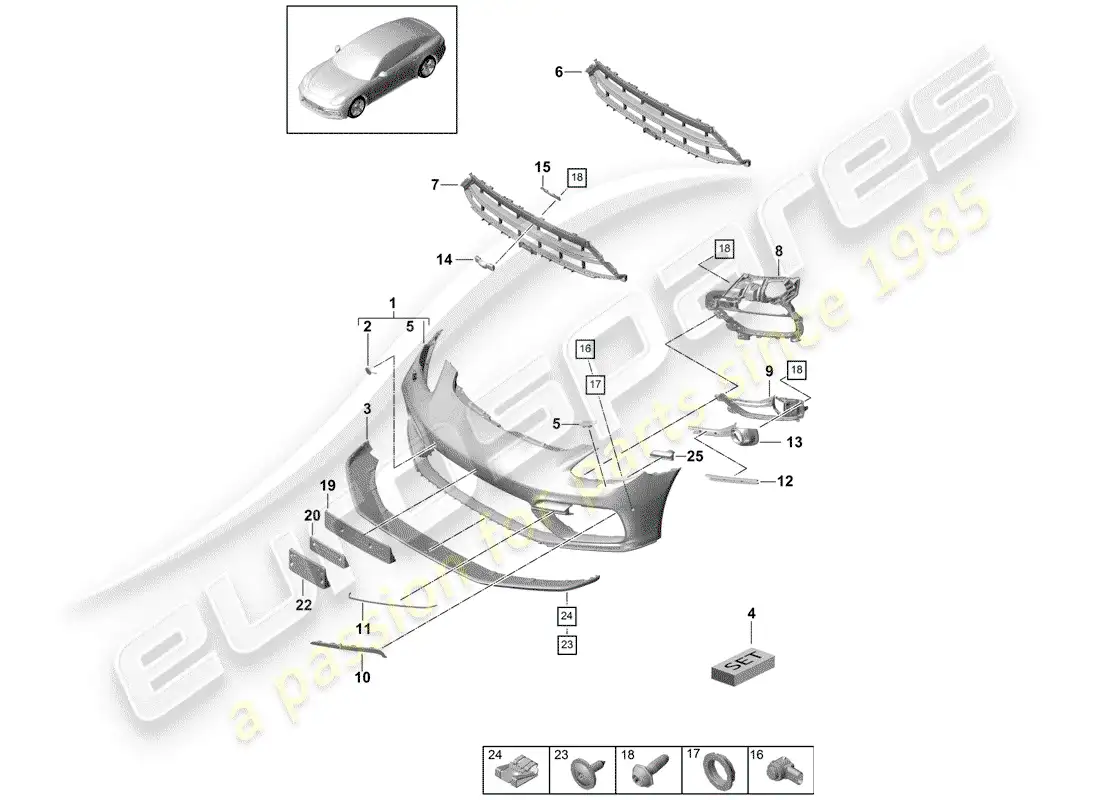 porsche 2019 (panamera 971-1) bumper parts diagram