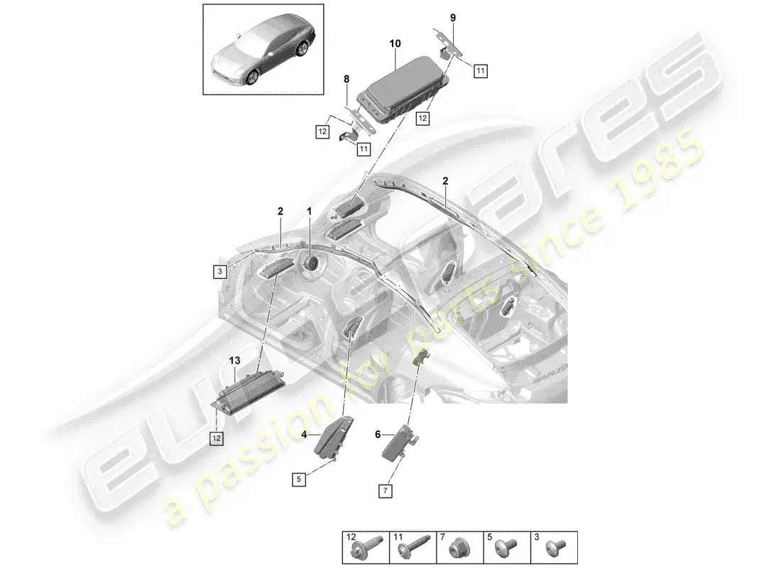 porsche 2019 (panamera 971-1) airbag parts diagram