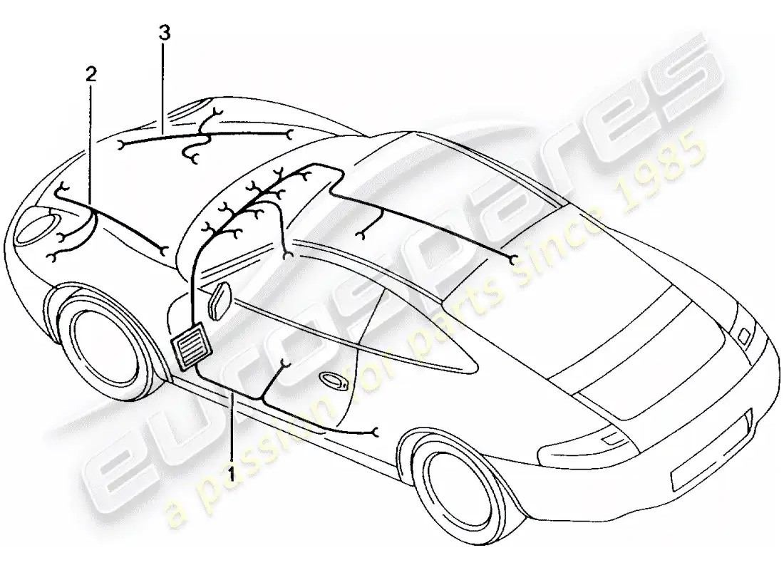 porsche 2003 (996 gt3) wiring harnesses - passenger compartment - glove box - front luggage compartment - repair kit - anti-locking brake syst. -abs- - brake pad wear indicator - front axle parts diagram