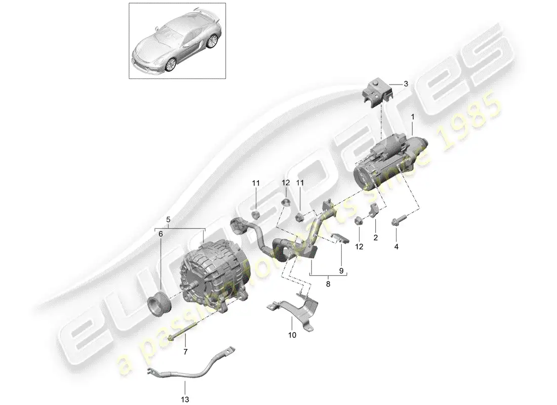 porsche 2016 (981 cayman gt4) starter parts diagram