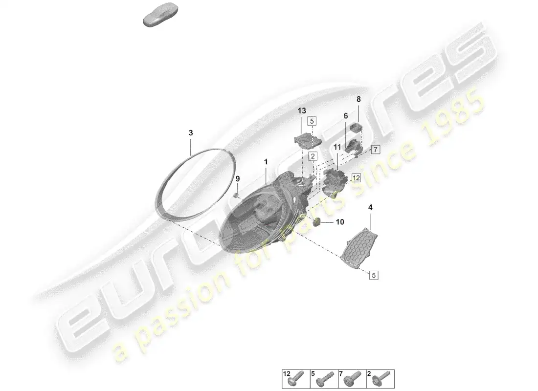 porsche 2020 (992-1) led headlight parts diagram