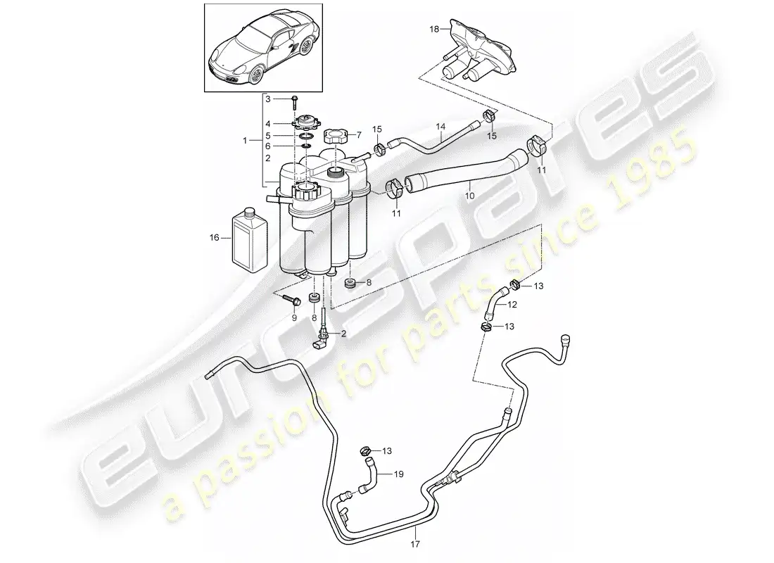 porsche 2010 (987 cayman) water cooling parts diagram