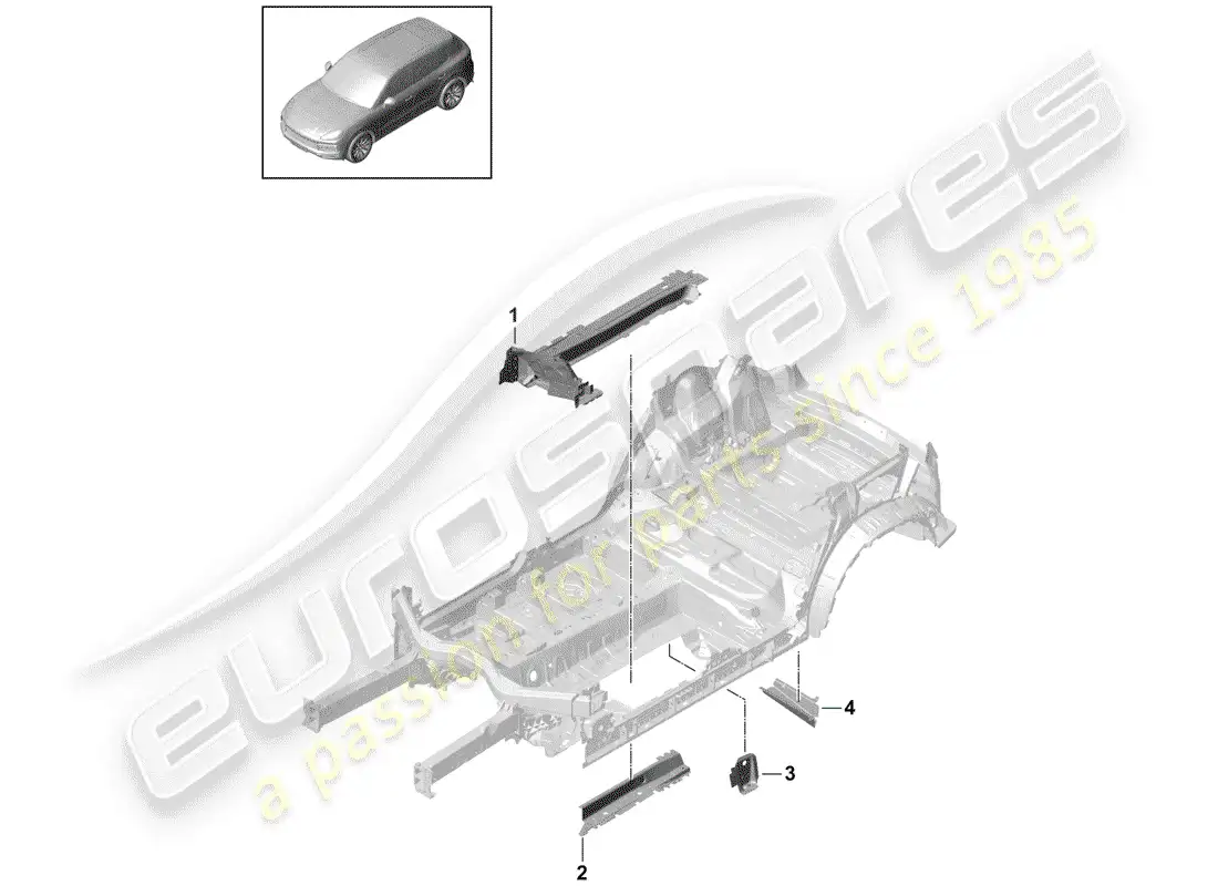 porsche 2020 (cayenne e3 9ya/9yb) frame part diagram