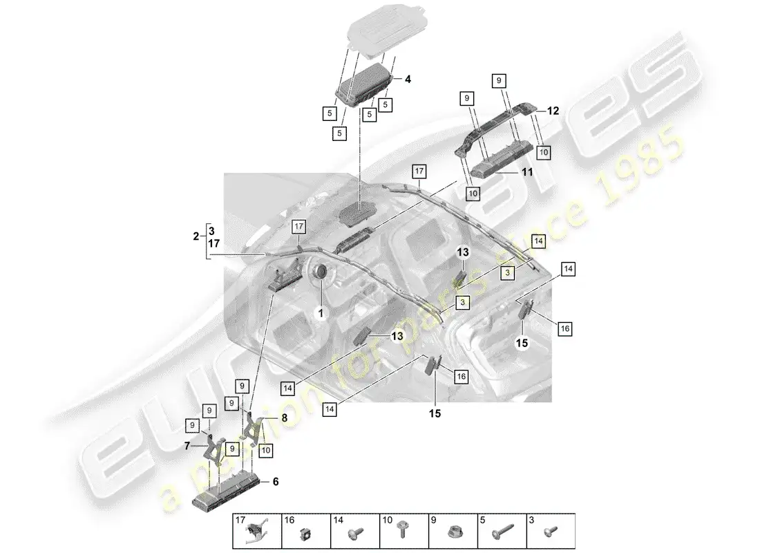 porsche 2020 (cayenne e3 9ya/9yb) airbag part diagram