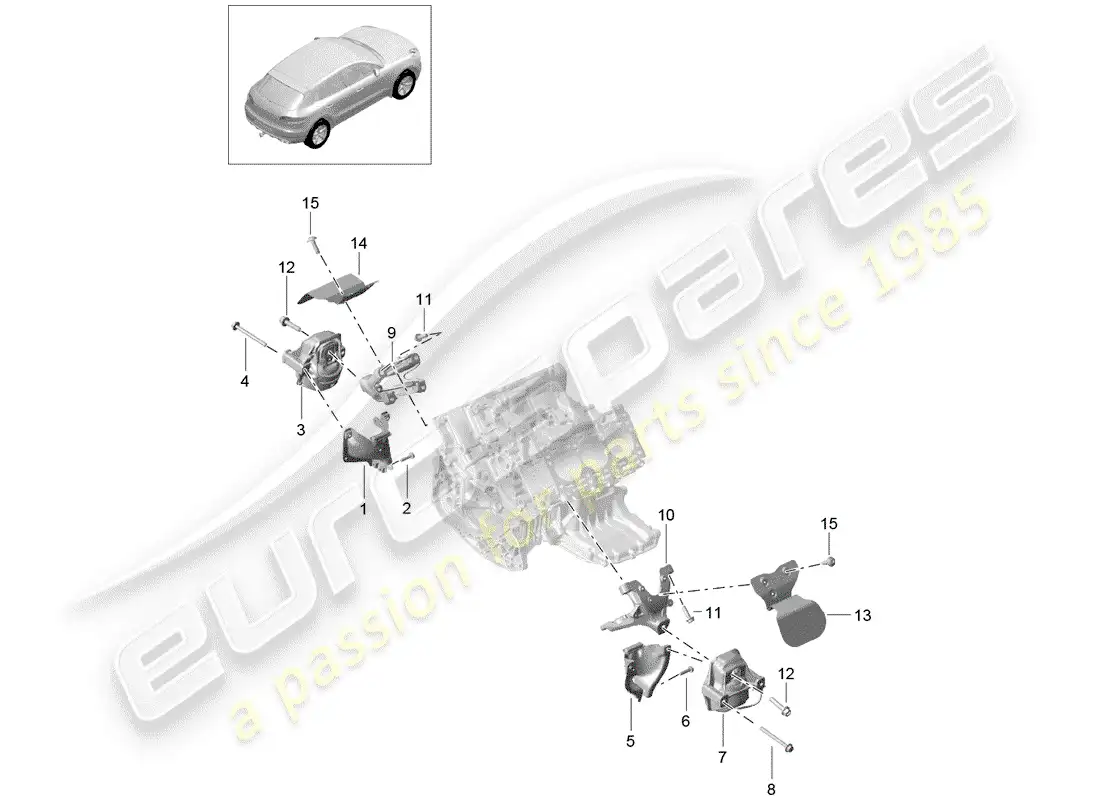porsche 2016 (macan) engine lifting tackle parts diagram