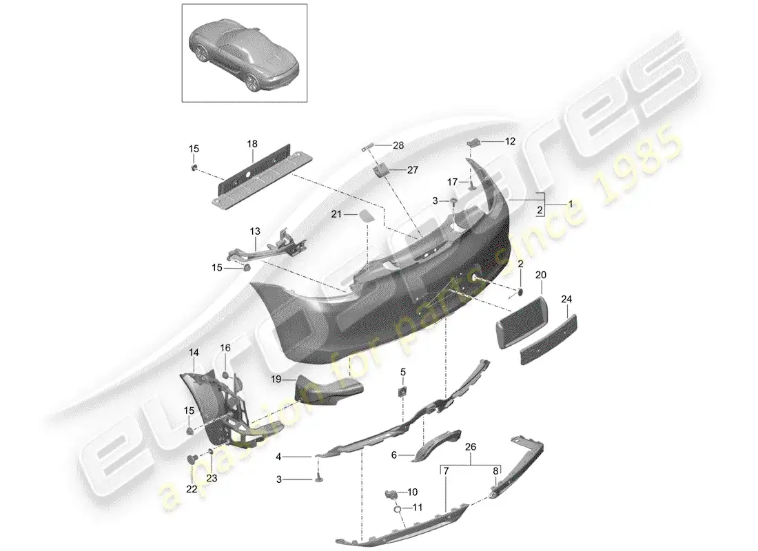 porsche 2014 (981 boxster) bumper parts diagram