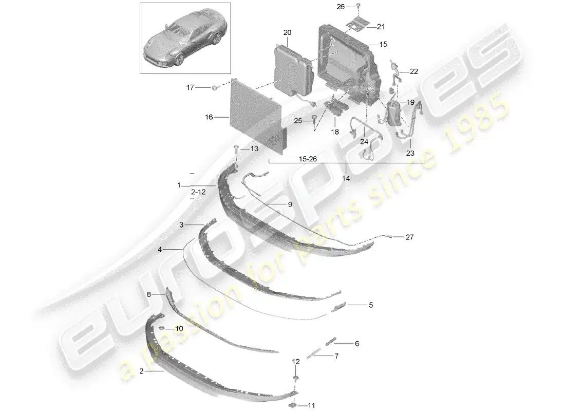 porsche 2014 (991-1 turbo) front spoiler parts diagram