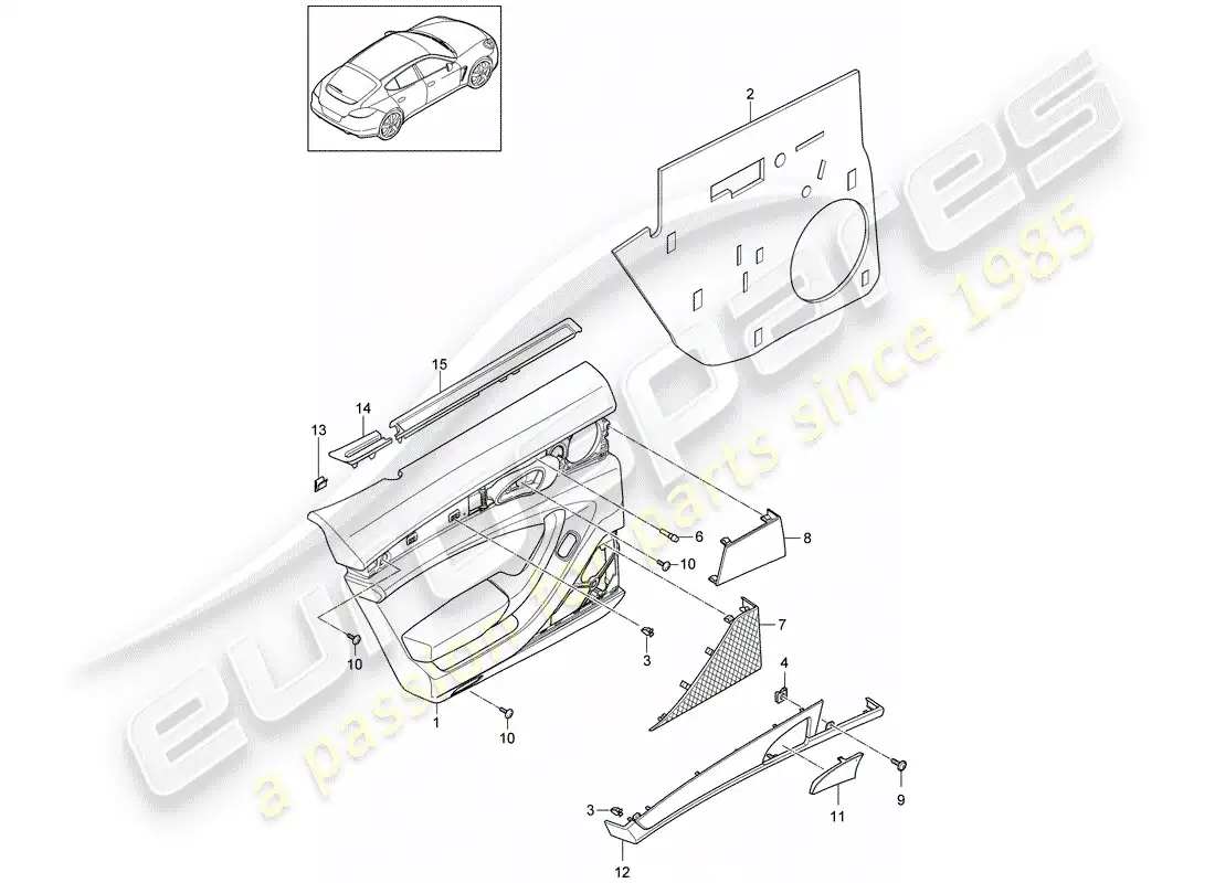 porsche 2016 (panamera 970) door panel parts diagram