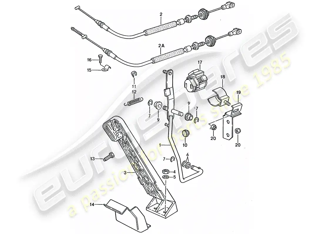 porsche 1994 (968) throttle control - accelerator cable parts diagram