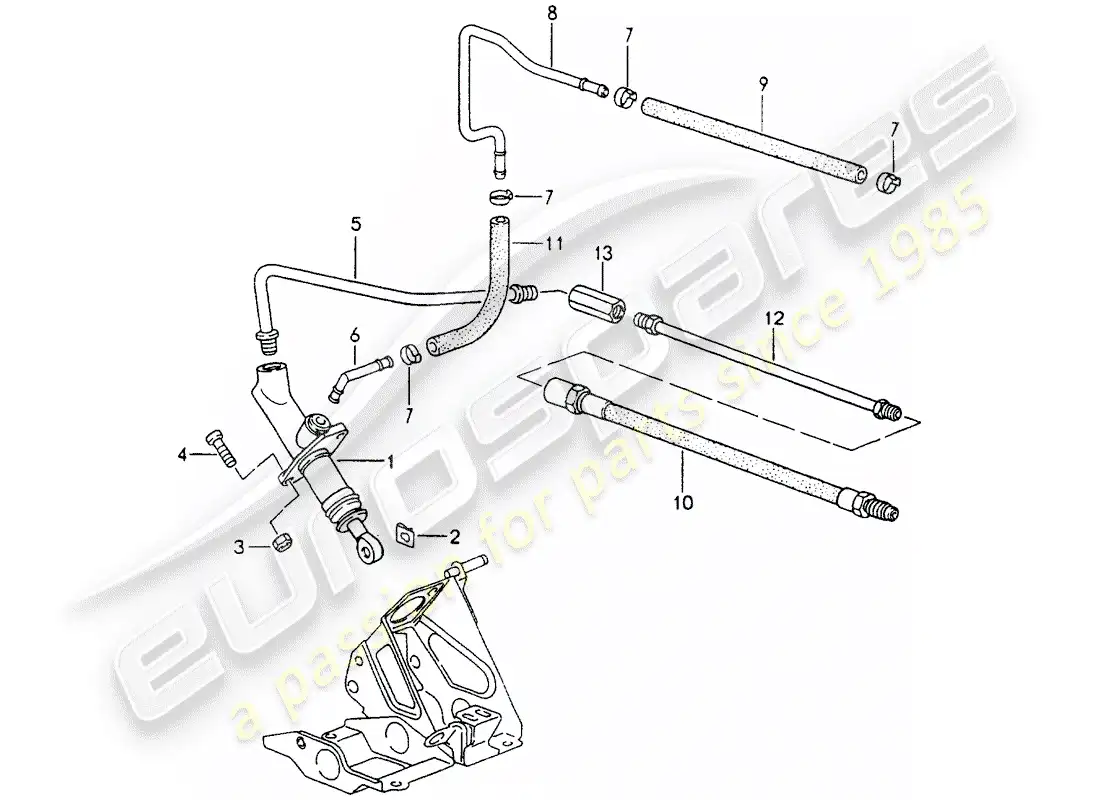 porsche 1990 (964) clutch actuation - clutch master cylinder parts diagram